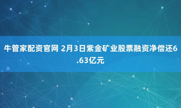 牛管家配资官网 2月3日紫金矿业股票融资净偿还6.63亿元