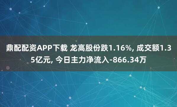 鼎配配资APP下载 龙高股份跌1.16%, 成交额1.35亿元, 今日主力净流入-866.34万